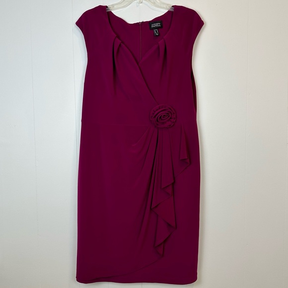 Adrianna Papell Dresses & Skirts - Adrianna Papell Fuchsia Faux Wrap Semi Formal Dress Plus Size 14